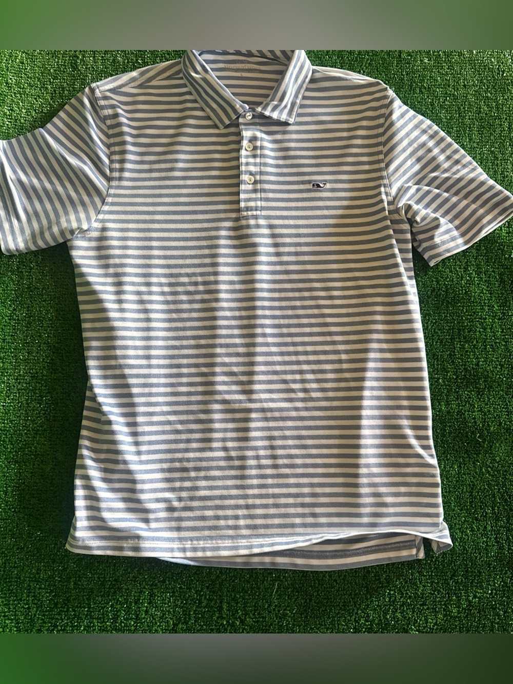 Vineyard Vines Blue and White Striped Polo